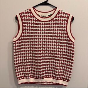 Boden Strawberry Red and White Patterned Tank Top